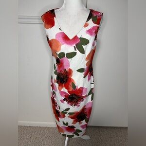 Maggy London Floral Print Midi Dress size 10
